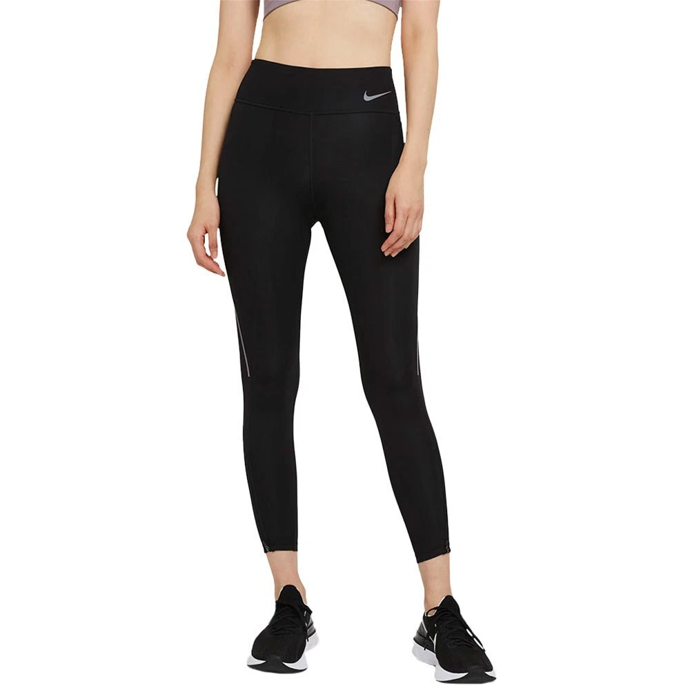 NIKE DRI FIT WOMEN'S FAST RUNNING MID RISE CROP TIGHTS BLACK