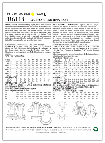 Butterick MODELLO CUCITO B6114 Costume da pirata/svence delle signorine 6-14 o 14-22 - Foto 10 di 10