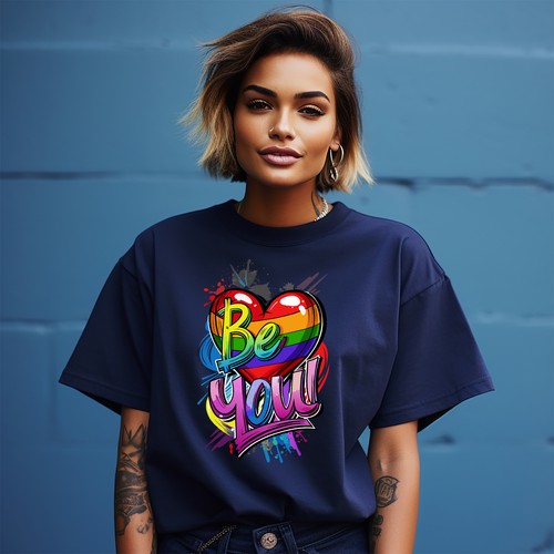 "Be You, Be Proud Pride_63 Rainbow Heart T-shirt - Celebrate Your Colors in Styl - Picture 8 of 46