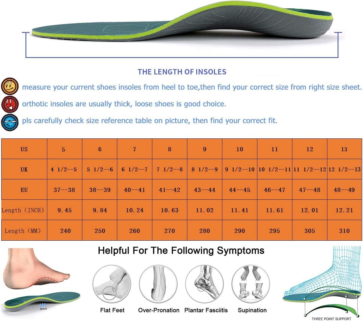 flat feet orthotic inserts