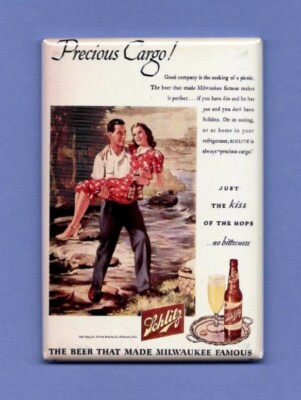 SCHLITZ *2X3 FRIDGE MAGNET* RETRO ADVERTISEMENT LAGER BEER BREWING CO MILWAUKEE