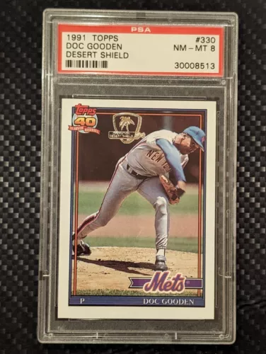 1991 Topps Desert Shield Baseball Card #330 DWIGHT Doc GOODEN PSA 8 @@LOOK@@