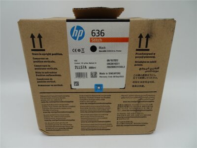 Original HP 636 / 2LL57A Schwarz / Black Tintenpatrone für HP Stitch S500 Series