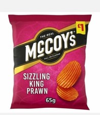 Full Box of 20 McCoy's Sizzling King Prawn Flavour Ridge Cut Potato Crisps 65g