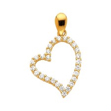 Gold 14K Yellow Gold cubic zirconia Gold Heart Pendant
