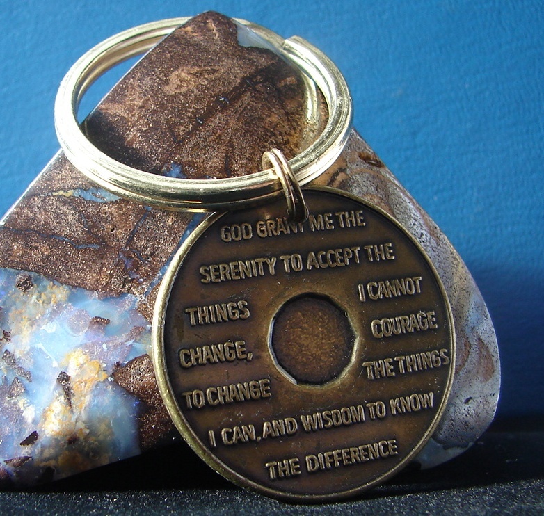 Alcoholics Anonymous 14 year AA key chain medallion coin Token key ring ...