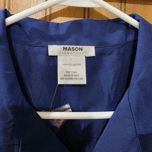 Mason Signature Men 2 Piece Outfit Set Blue Button Up Shirt & Shorts Sz L - Picture 6 of 8