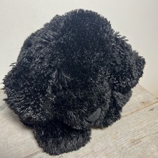 2013 Animal Adventure Floppy Puppy Dog Plush Stuffed Animal Shaggy Black Fur