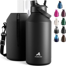 64 oz Insulated Water Bottle for Sports: 2-in-1 Straw & Spout Lid Leakproof
