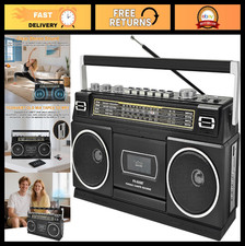 Portable Bluetooth Cassette Player Boombox, AM/FM/SW Radio, USB Recording, 24W S