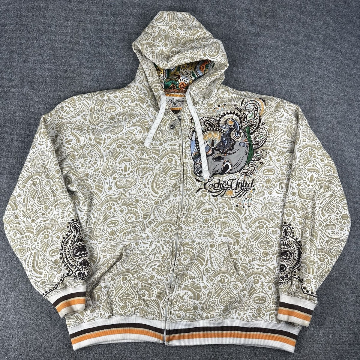 トップス everyone original logo XL xl ennoy Vintage ECKO UNLTD Sweater Adult Large Gray Logo Spell Out