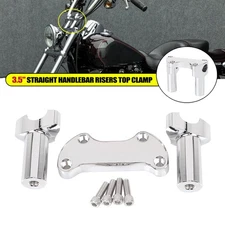 3.5" Straight Handlebar Risers W/ Top Clamp For Harley Dyna Softail Tour Glide