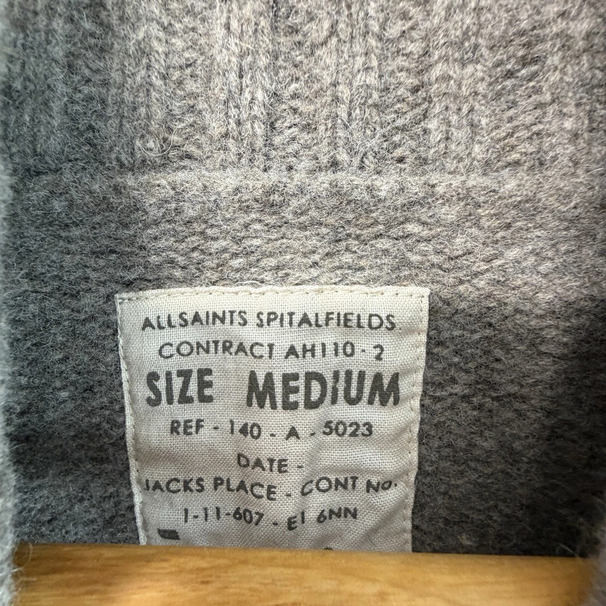 Chaqueta Cárdigan AllSaints Spitalfields Gris Doble Pecho Cuello Chal Talla M