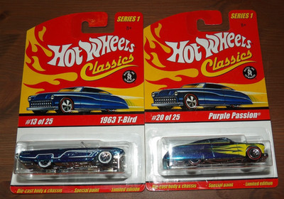 2X - 2005 Hot Wheels Classics Series 1 - 1963 T-Bird & Purple Passion - Ice Blue