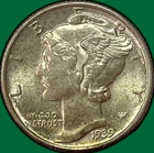 1939 Mercury Dime Almost Uncirculated AU Coin #36932