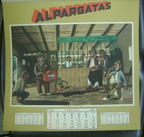 Molina Campos Argentina Original Alpargatas Calendar Gauchos 1941 Complete !!! - Picture 2 of 12