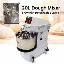 20L Food Mixer Machine Spiral Dough Kneader Detachable Bucket Dual Rotating 110V