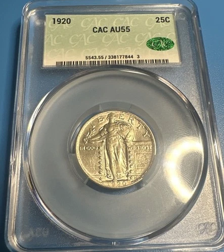 1920 STANDING LIBERTY QUARTER DOLLAR 25c 🔥CAC AU-55 (W9554)