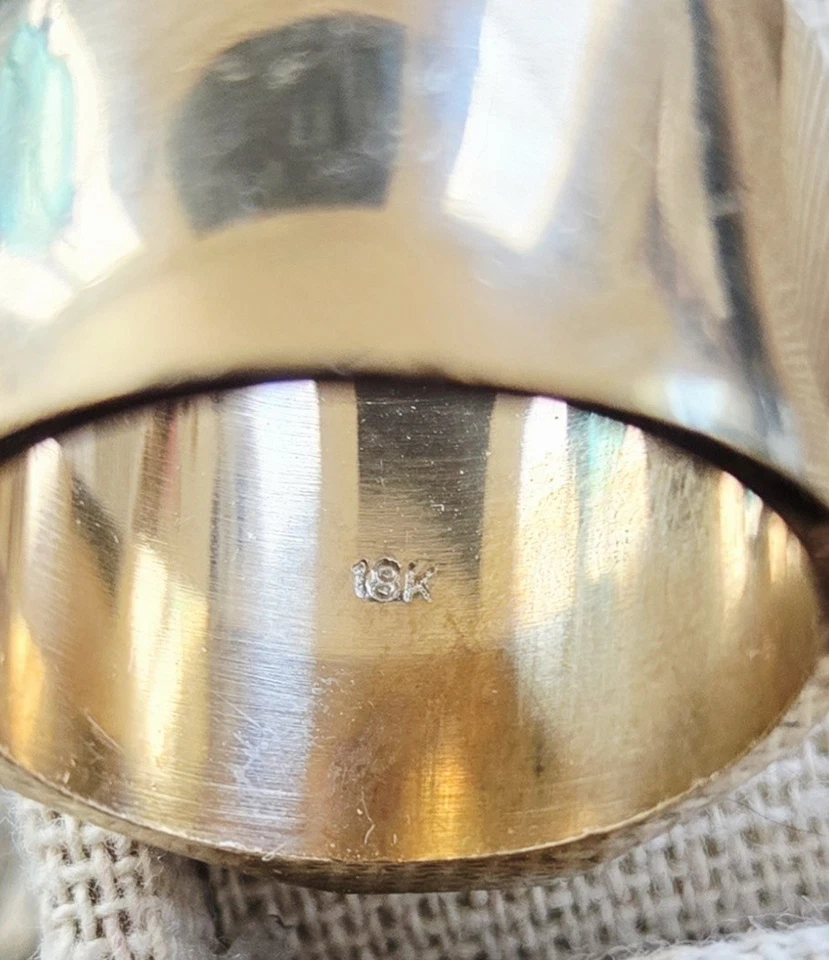 Anillo de hombre vintage detallado sello de latón talla 10 estampado oro imitación 18k años 80 Foto 4 de 4