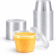 5.5 Oz Clear Plastic Souffle Cups, BPA Free Portion Cups with Lids, 50 Sets  Pe