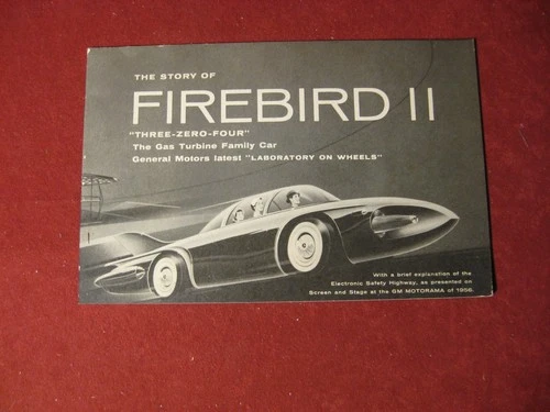 1956 GM Firebird II Buick Pontiac Cadillac Chevy Sales Brochure Booklet Catalog