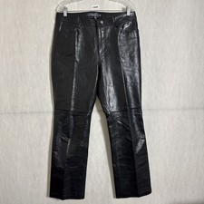 GAP Genuine Leather Pants Women's 14 Black Bootcut Vintage Y2K Fall 2000
