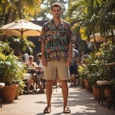 Rare Italy Ariston All Over Print Countryside Family Shirt Size Small Oversized