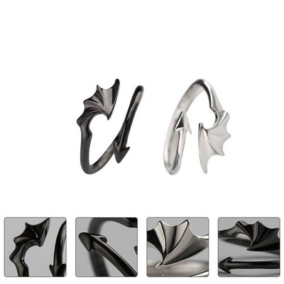 2 Stück Zarter Dekorativer Paar Fingerring Schmuck (Schwarz