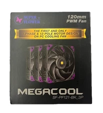 Super Flower MEGACOOL 12CM PWM FAN 3pcs SF-PF121-BK_3P 4-Pin PWM Triple-Pack
