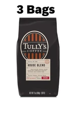 Tully's Coffee House Blend, Ground Coffee, Medium Roast, Bagged 12oz (Pack of 3)