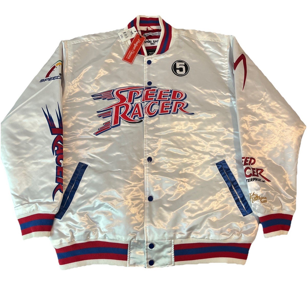 Japan Classics Speed Racer Jacket Men's Embroidered White Satin