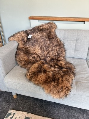Lammfell Teppich | Braun Fuchs Spitze Teppich | Woolmark Zertifiziert Neu mit Etikett 100% Echtfell