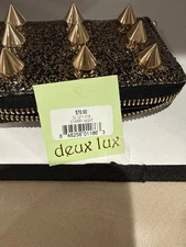 Deux Lux Starry Night Wallet DL1211-018 Black & Glitter Gold Studded Wallet New