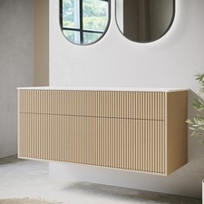 1250mm Wooden Fluted Wall Hung Double Countertop Vanity Unit  BUN/MATI1240/85961