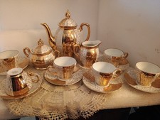 Antique Bavarian Gilded porcelain tea Set!  Woldershof  Pat 55! Good Condition