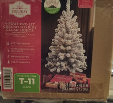 Holiday Time 4 Foot Pre-Lit Greenfield Pine Christmas Tree LED Clear T-11