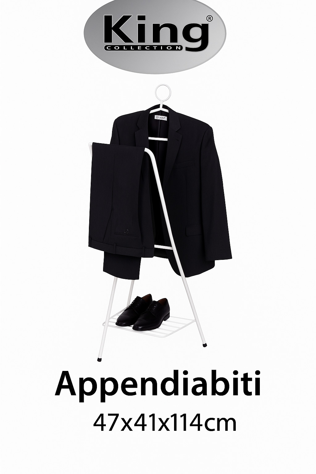Appendiabiti King Bianco per Camera - Soluzione Salva Spazio 47x41x114cm