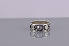 Sterling Silber gepunktete Spirale verwirbelt oxidiert Manschette Band Ring 925 Gr: 7