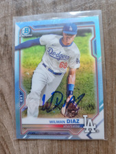 Wilman Diaz Signed 2021 Bowman Chrome Baseball Card Dodgers #BDC-184 Refractor