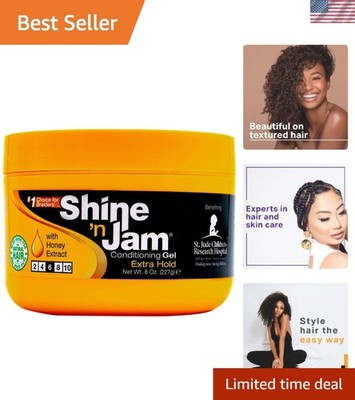 Shine-n-Jam Maximum Hold Gel - 8 oz Moisturizing Formula for Soft Waves & Braids