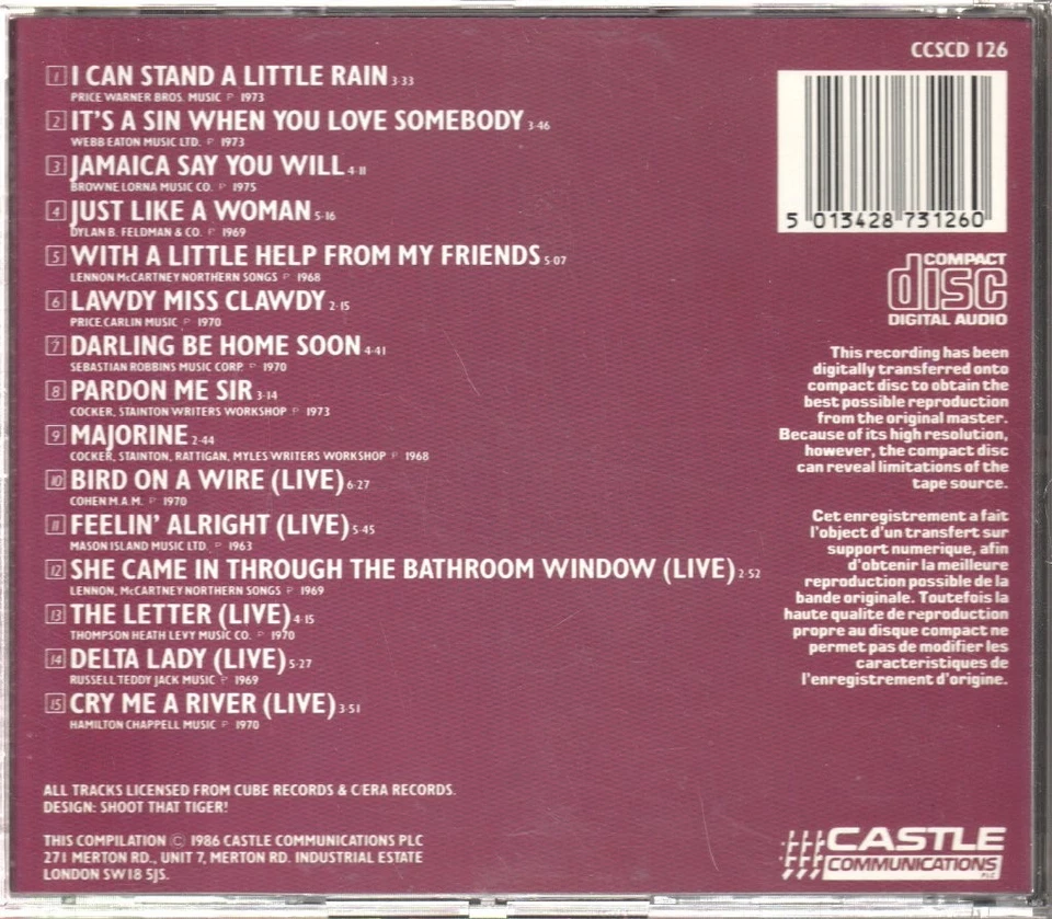 Joe Cocker Collection CD France Castle Communications Plc 1986 CCSCD126 - Image 2 of 2