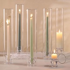 6Pcs 14in Hurricane Glass Taper Candle Holders Wedding Table Decor