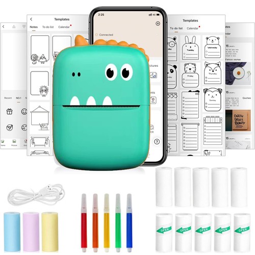 Mini Thermal Printer Portable Bluetooth Pocket Phone Printer with Paper + Labels - 第 1/8 張圖片