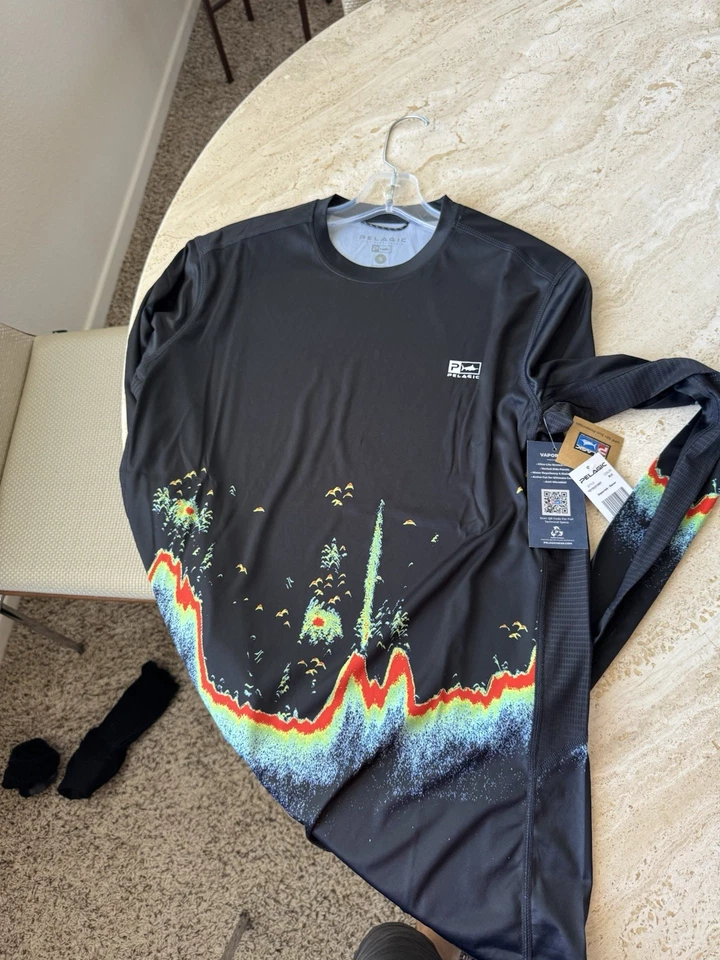 Camisa de pesca Pelagic Vaportek negra con sonar manga larga talla pequeña nueva con etiquetas 🎣 Foto 3 de 4