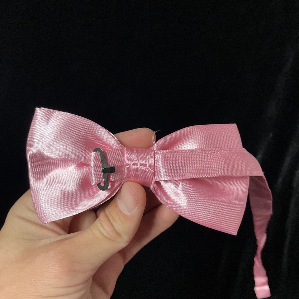 Hombres Satén Color Sólido Pre-atado Esmoquin Pajarita Pajarita Bolsillo Cuadrado USADO Foto 4 de 4