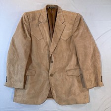 Circle S Suede Feel Western Blazer, 44R, Brown Tan, Cowboy, Sport Coat,