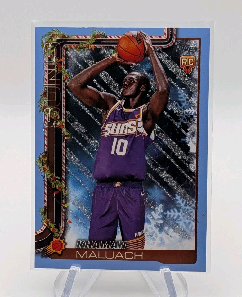 Khaman Maluach 2025-26 Topps Holiday Light Blue & White Glitter RC #H170 Suns