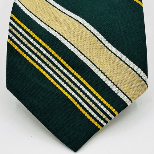 VTG 70's FOTL Tie Green Yellow Tan Stripe - Picture 5 of 5