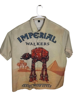 Imperial Walkers Star Wars Travel with Style CAMEL Short Sleeve Shirt Men's 3XL