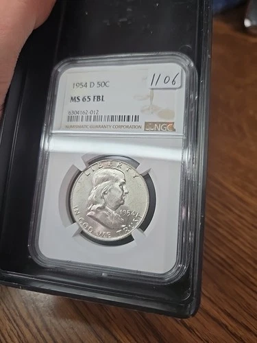 1954-D SILVER BENJAMIN FRANKLIN HALF DOLLAR 50C MS 65 FBL NGC
